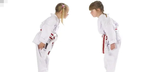 Groet tijdens een karateles bij Karate Vlaardingen